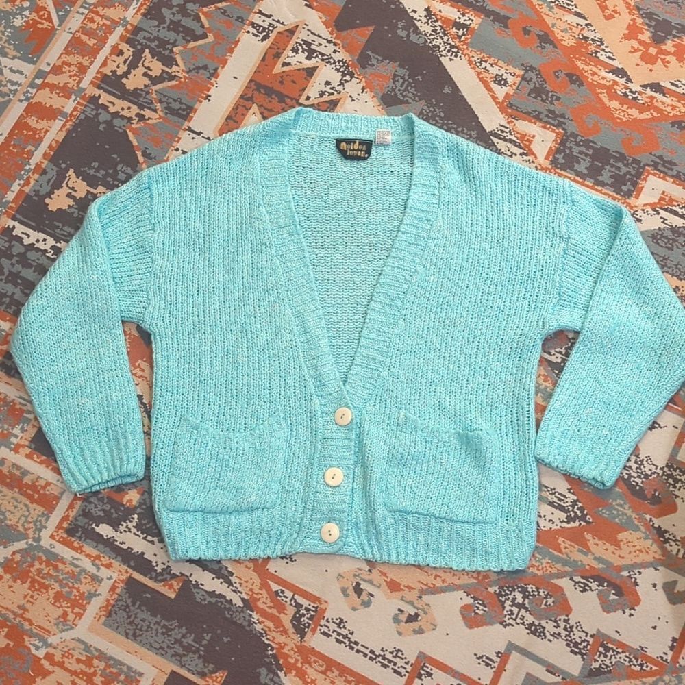 Vintage‎ "Nolden Touch" turquoise-colored cardigan sweater